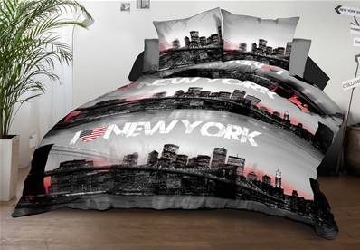 Housse de couette 240x260 + 2 taies <BR>Microfibre <BR>New-York