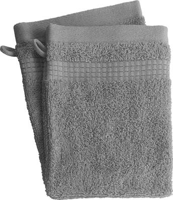 Lot de 2 Gants deToilette<BR>100% Coton - 450 gr/m2 - Gris