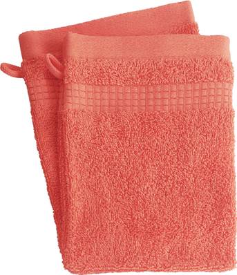 Lot de 2 Gants deToilette<BR>100% Coton - 450 gr/m2 - Corail