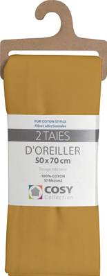 Lot de 2 taies 50x70<BR>100% coton<BR>Safran