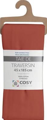 Taie de traversin 45x185<BR>100% coton<BR>Tomette